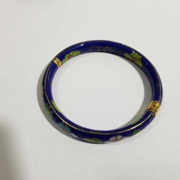 Vintage Cloisonne enamel bangle bracelet two and one half in - Picture 1 of 16